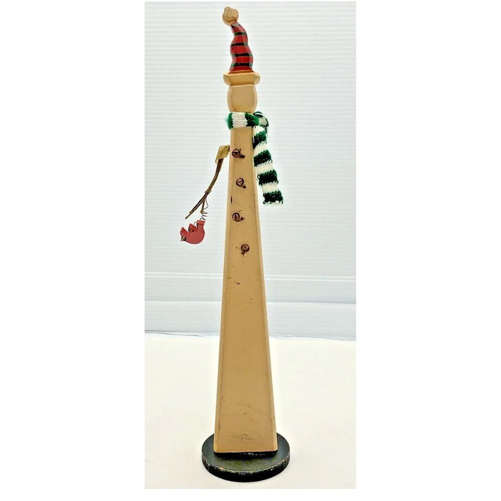 Primitive Wooden‎ Snowman Figurine Rustic Christmas Decor